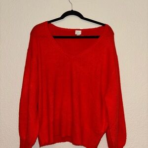 Red V-Neck Sweater
